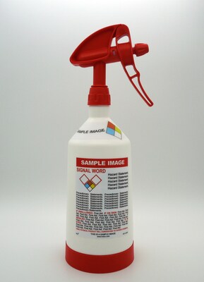 HCL 1 Liter Dual-Action Spray Bottle, Pre-Labeled Sodium Hypochlorite (Bleach) (GHSKWBOT0034)