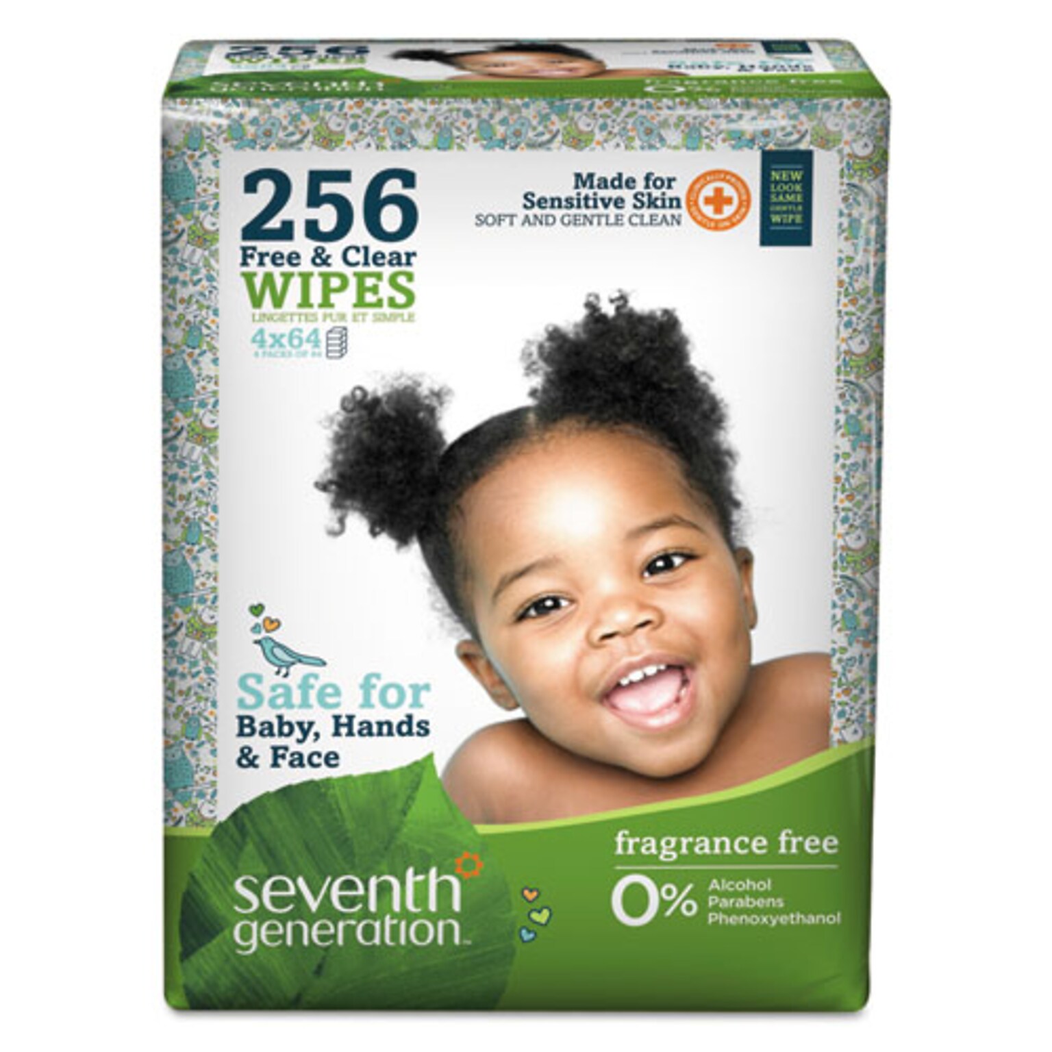 Seventh Generation Free & Clear Baby Wipes, Refill, Unscented, White, 256/Pack (34219PK)