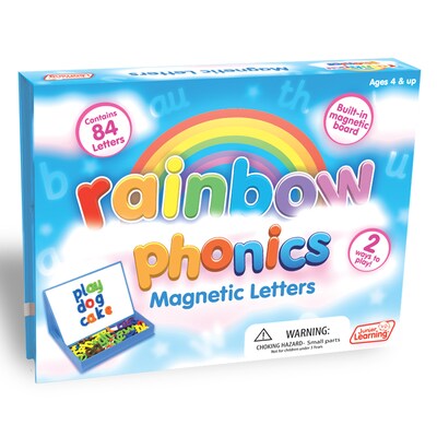 Junior Learning 6.5" x 6.5" Rainbow Phonics Magnetic Letters & Built-in Magnetic Board, Assorted Colors (JRL194)