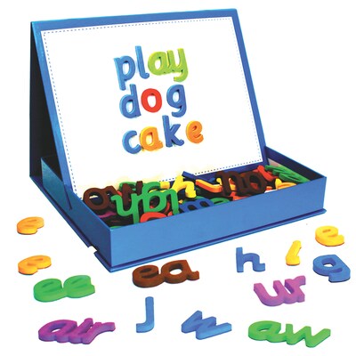 Junior Learning 6.5" x 6.5" Rainbow Phonics Magnetic Letters & Built-in Magnetic Board, Assorted Colors (JRL194)