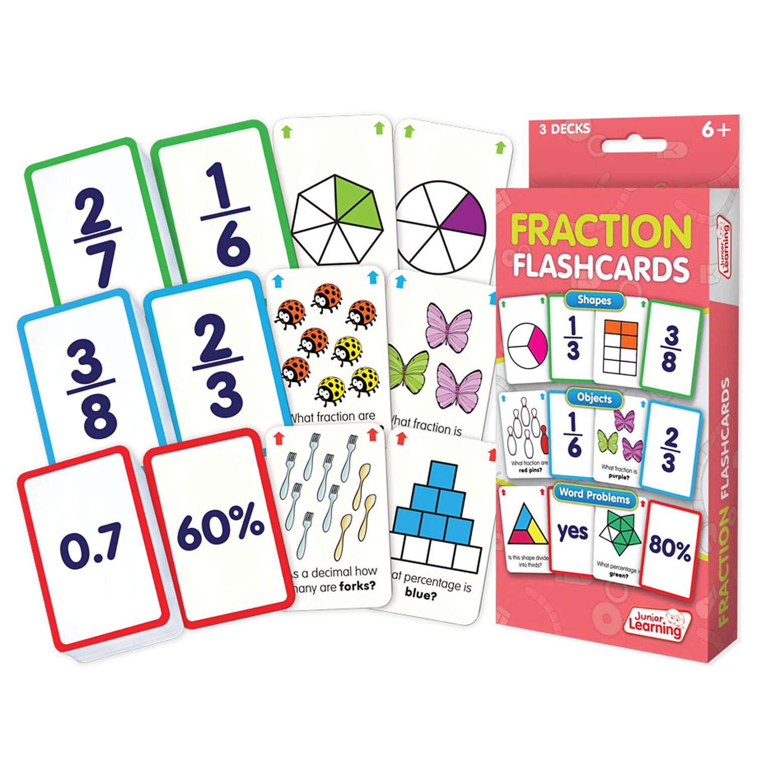 Fraction Flash Cards for grades 2-6, 1 pack of 162 cards (JRL212)