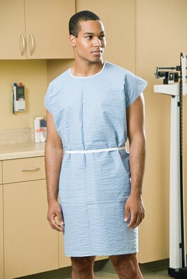 Graham Medical Exam Gown, 30" x 45", Waist Tie, Blue, 25/Case (261)