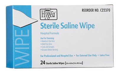 PDI® Sterile Saline Wipe, 6" x 4", 24 Box/Case (C22370)