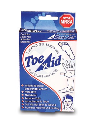 Southwes Technologies Inc Toe-Aid/ T-Shaped Dressing, 1¼" x 1¼" Gel Area, 3/Box (DR8450)