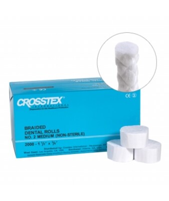 Crosstex International Roll, Non-Sterile, Braided, #2 Medium, 1½ x 3/8, 2000/Box (DNCB)