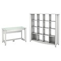 Bush Furniture Aero Writing Desk with 16 Cube Bookcase/Room Divider, Pure White (AER023WHT)