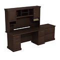 Bush Business Furniture Syndicate 72W Desk with Hutch, 2 Pedestals and File Cabinet, Mocha Cherry, Installed (SYN001MRFA)