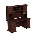 Bush Business Furniture Syndicate 72W x 30D Double Pedestal Desk with Hutch, Harvest Cherry
