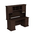 Bush Business Furniture Syndicate 72W x 30D Office Desk with Hutch and 2 Pedestals, Mocha Cherry, Installed (SYN006MRFA)
