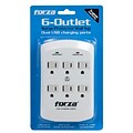 Forza Power Technologies 6-Outlet 2 USB Grounded Wall Tap, 1875W, White, (FWT-760USB)