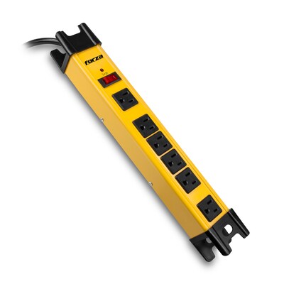 Forza Power Technologies 6-Outlet Heavy Duty Surge Protector, 2200W, Yellow, (FSP-806)