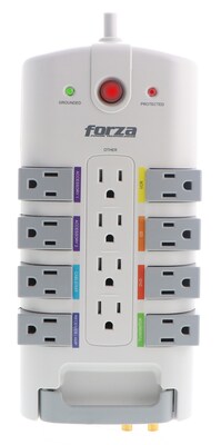 Forza Power Technologies 12-Outlet Surge Protector, 1800W, White, (RHT-12NC)