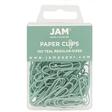 JAM Paper Small Paper Clips, Teal, 3 Packs of 100 (21832064B)