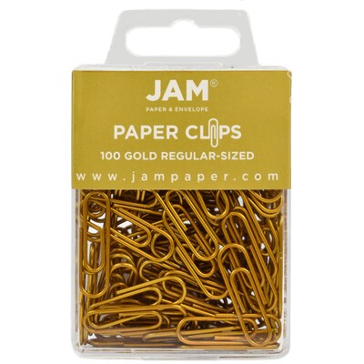 JAM Paper Small Paper Clips, Gold, 3 Packs of 100 (21832058B)