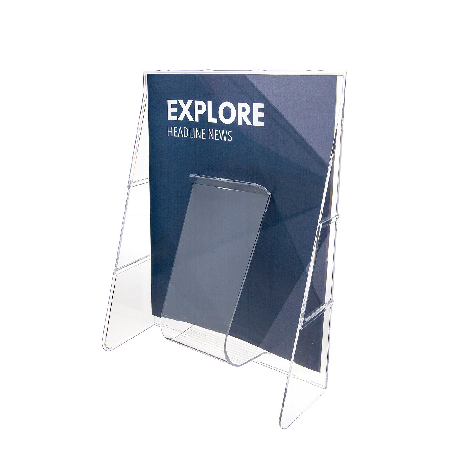 Deflecto Stand-Tall Literature Holder, 8.2 x 11.7, Vertical, Wall Mounted, Clear Plastic (55501)