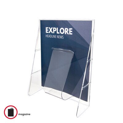 Deflecto Stand-Tall Literature Holder, 8.2 x 11.7, Vertical, Wall Mounted, Clear Plastic (55501)