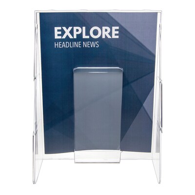 Deflecto Stand-Tall Literature Holder, 8.2" x 11.7", Vertical, Wall Mounted, Clear Plastic (55501)