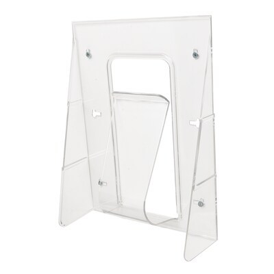 Deflecto Stand-Tall Literature Holder, 8.2" x 11.7", Vertical, Wall Mounted, Clear Plastic (55501)