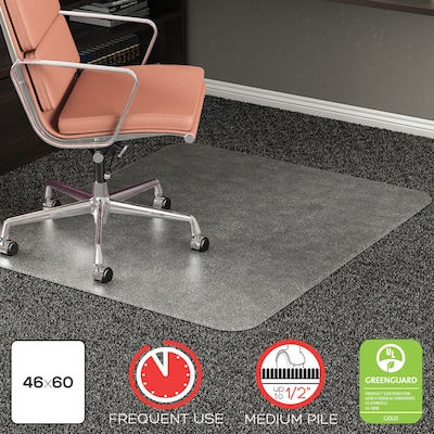Deflect-O RollaMat Carpet Chair Mat, 46 x 60, Medium-Pile, Clear (CM15443F)
