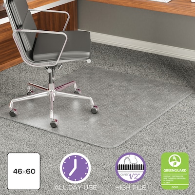 Deflect-O ExecuMat? Carpet Chair Mat, 46" x 60'', High-Pile, Clear (CM17443F)