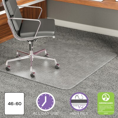 Deflect-O ExecuMat? Carpet Chair Mat, 46" x 60'', High-Pile, Clear (CM17443F)