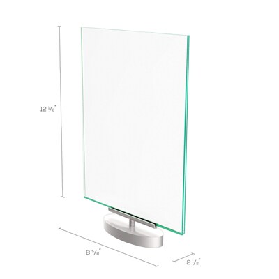 Deflecto® Superior Image® Sign Holder, 8.5" x 11", Silver/Clear with Green Edges (691590)