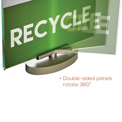 Deflecto® Superior Image® Sign Holder, 8.5" x 11", Silver/Clear with Green Edges (691590)