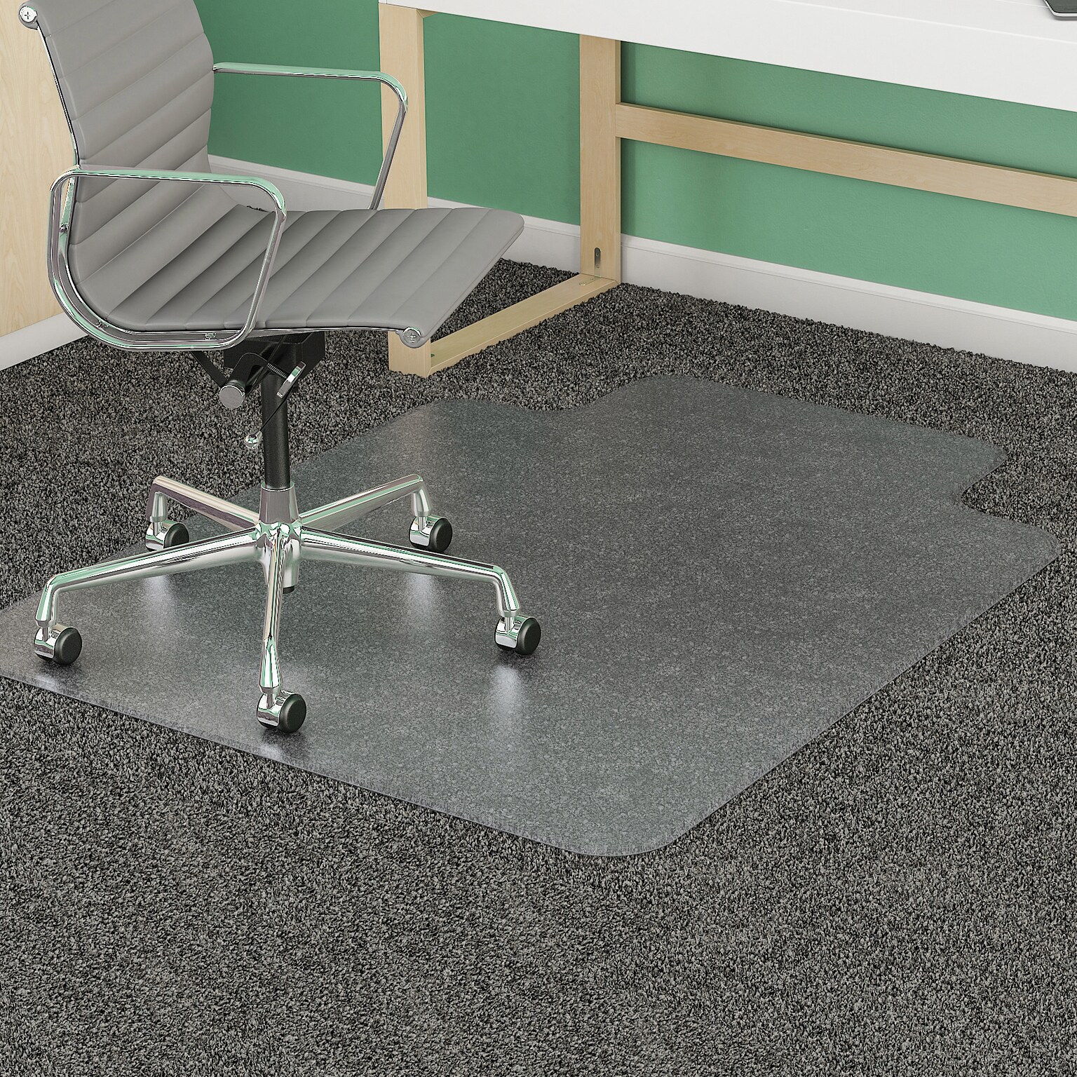 Deflecto Chair 48x36 Vinyl Chair Mat for Carpet, Rectangular w/Lip (DEFCM14113COM)