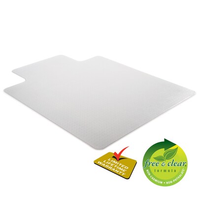 Deflecto Chair 48''x36'' Vinyl Chair Mat for Carpet, Rectangular w/Lip (DEFCM14113COM)