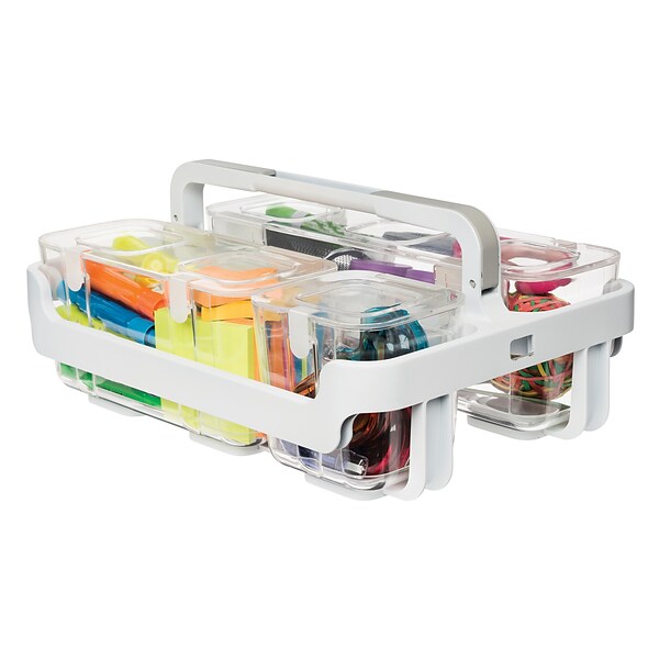 Deflecto 16.54 Qt. Lift Off Lid Storage Tote, White (29003)