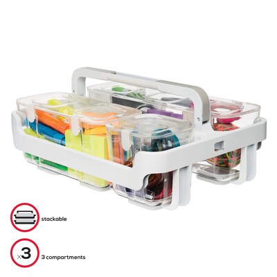 Deflecto Stackable Caddy Organizer with 3 Canisters, Clear (29003CR)