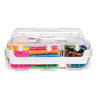 Deflecto White Caddy Organizer with Small Medium and Large Compartments