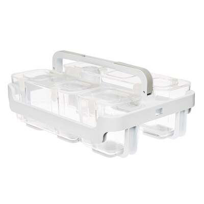 Deflecto Stackable Caddy Organizer with 3 Canisters, Clear (29003CR)