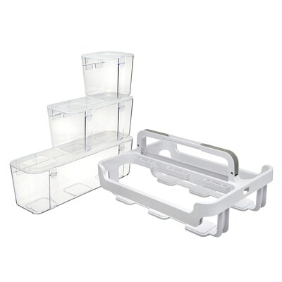 Deflecto Stackable Caddy Organizer with 3 Canisters, Clear (29003CR)