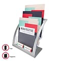 Defelcto Three-Tier Contemporary Magazine Holder, 11-1/4w x 6-15/16d x 13-5/16h, Silver (DEF693745)