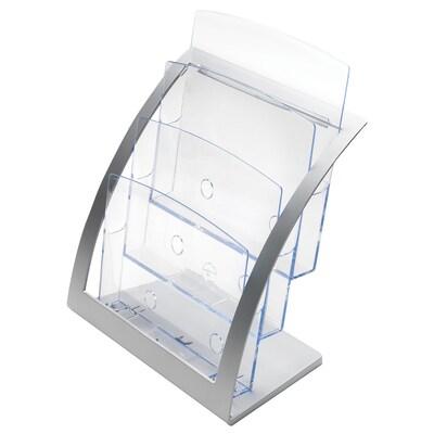 Defelcto Three-Tier Contemporary Magazine Holder, 11-1/4w x 6-15/16d x 13-5/16h, Silver (DEF693745)