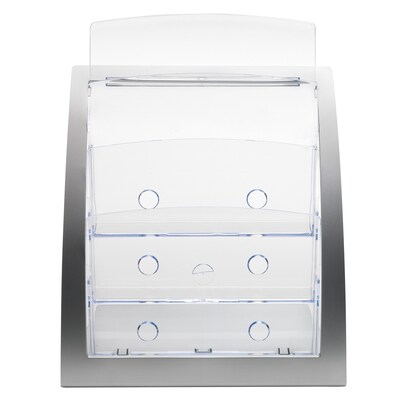 Defelcto Three-Tier Contemporary Magazine Holder, 11-1/4w x 6-15/16d x 13-5/16h, Silver (DEF693745)