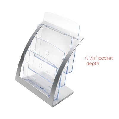 Defelcto Three-Tier Contemporary Magazine Holder, 11-1/4w x 6-15/16d x 13-5/16h, Silver (DEF693745)