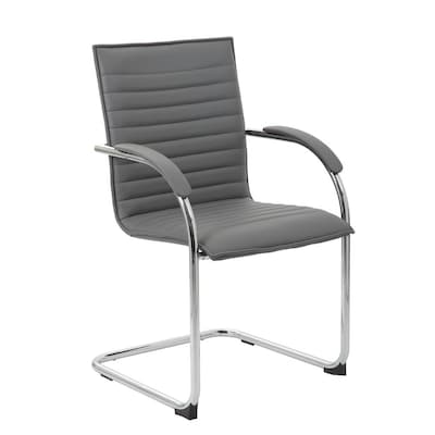 Boss Office Products Chrome Frame, Grey Vinyl Side Chair, 2 Pack (B9536GY2)