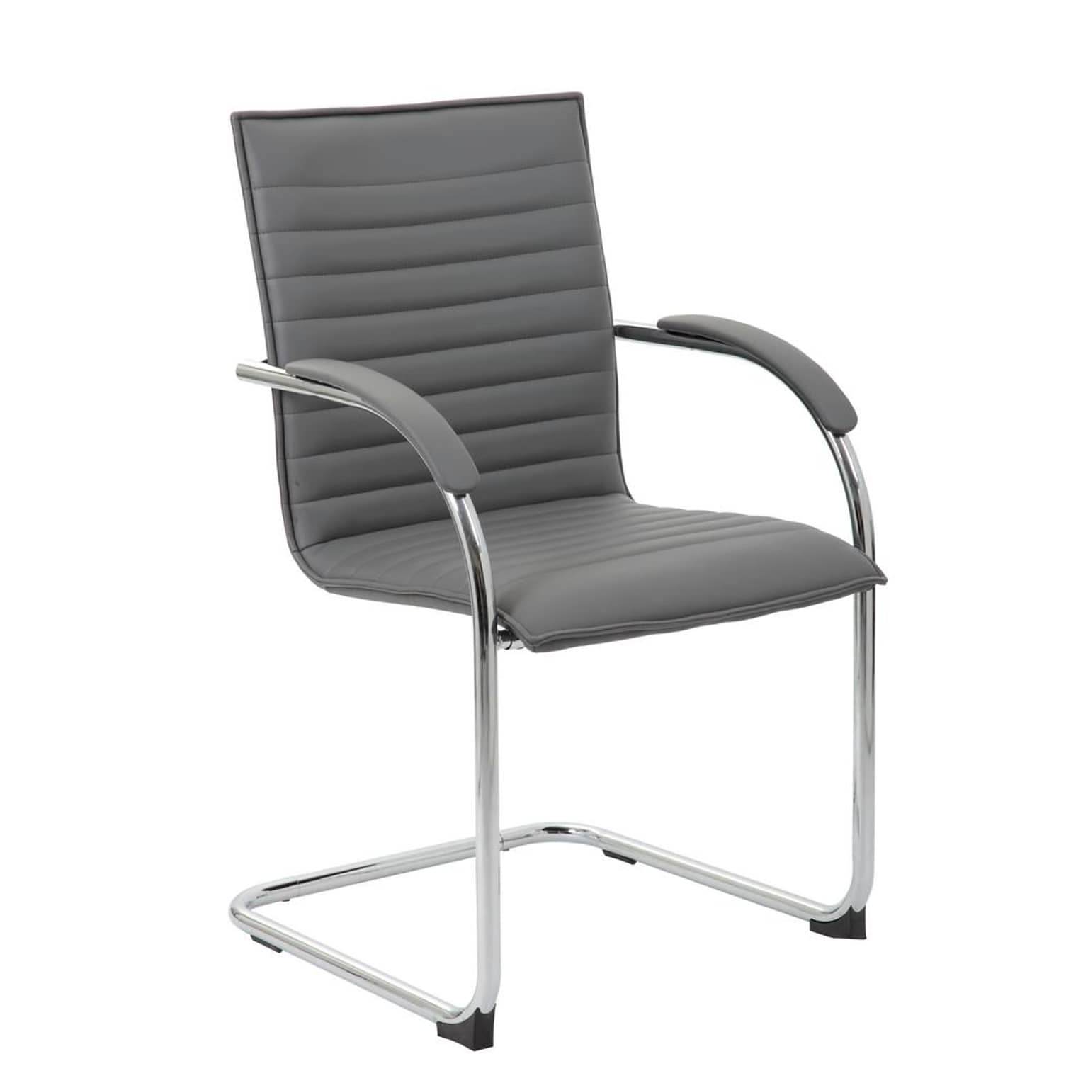 Boss Chrome Frame, Grey Vinyl Side Chair, 2 Pack (B9536GY2)