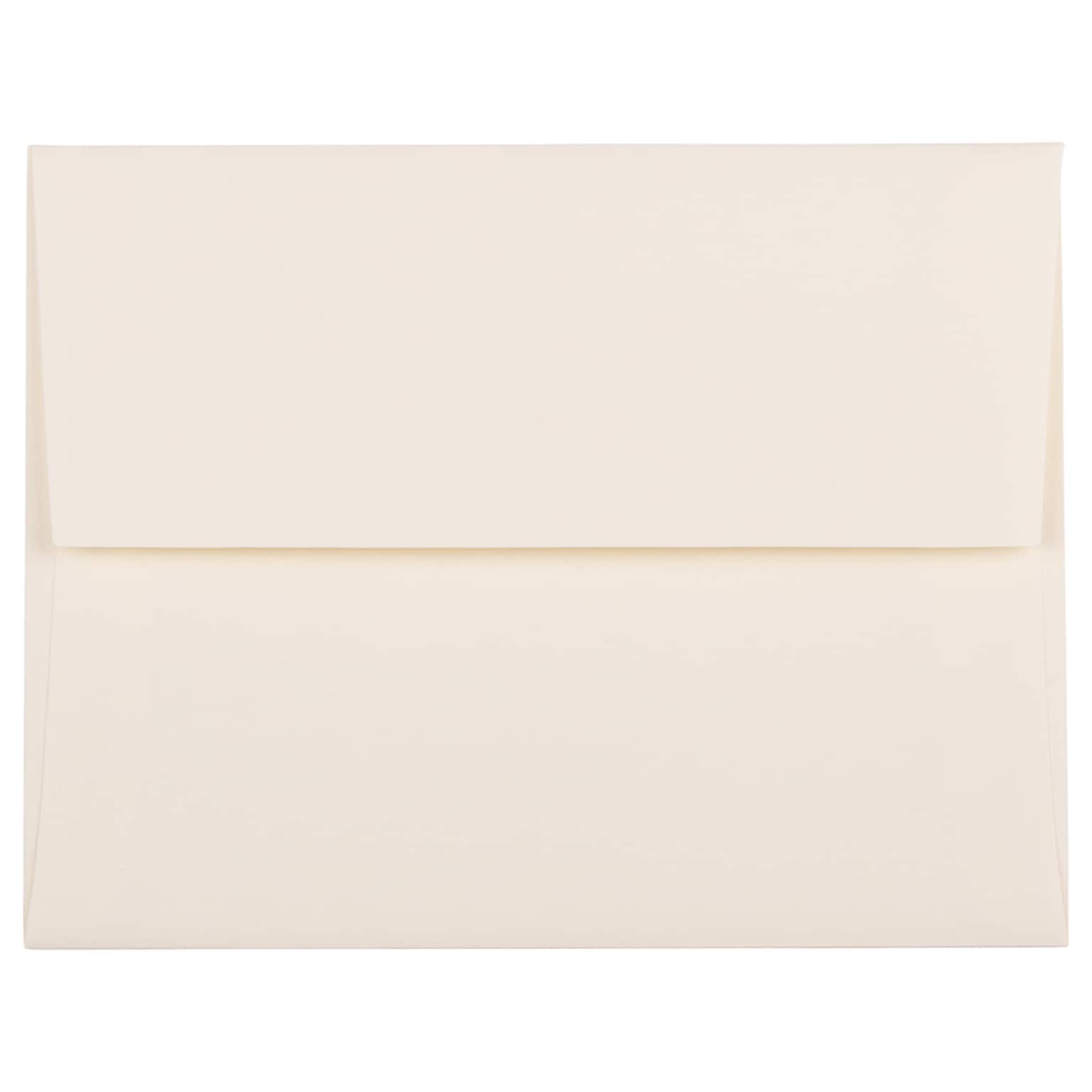 JAM Paper A2 Strathmore Invitation Envelopes, 4.375 x 5.75, Natural White Linen, 50/Pack (99761I)