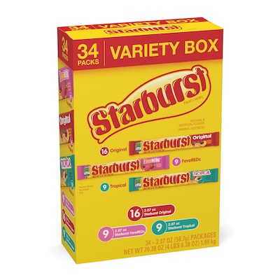 Starburst Fruit Chews Variety Pack, 2.07 oz (34 Single Packs) (209-00644)