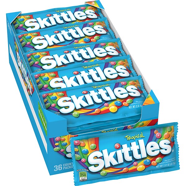 Skittles Tropical Candy, 2.17 oz, Pack of 36 (209-00175