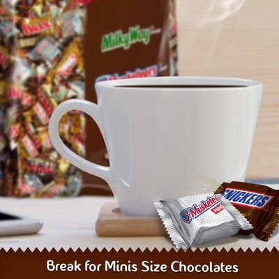 Snickers, Twix, Milky Way & 3 Musketeers Individually Wrapped Minis Size Chocolate Bars, 4 lb. Variety Mix Bag (MMM50972)