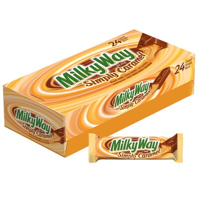 MILKY WAY Simply Caramel Milk Chocolate Candy Bars, 1.91 oz Bars,, Pack of 24 (225-00044)