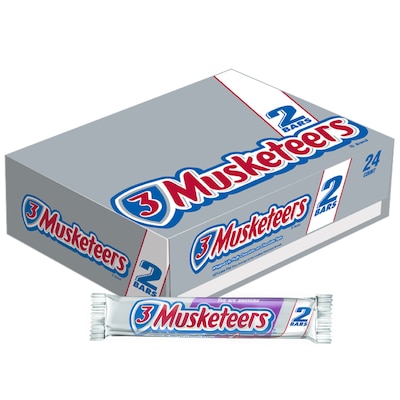 3 MUSKETEERS Chocolate Sharing Size Candy Bars 3.28 oz Bar, Pack of 24 (MMM24603)