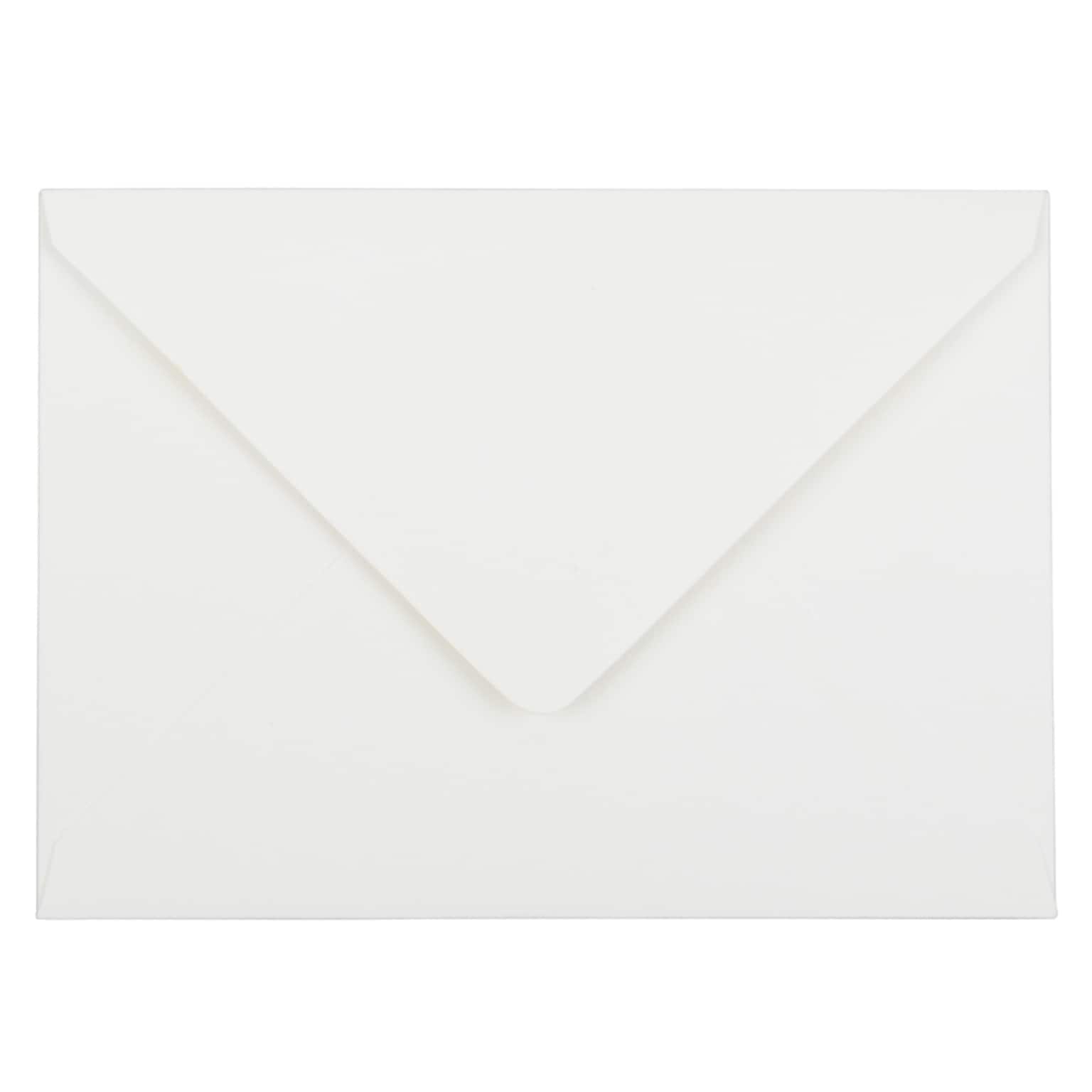 JAM Paper A7 Strathmore Invitation Envelopes with Euro Flap, 5.25 x 7.25, Bright White Wove, 25/Pack (1921392)