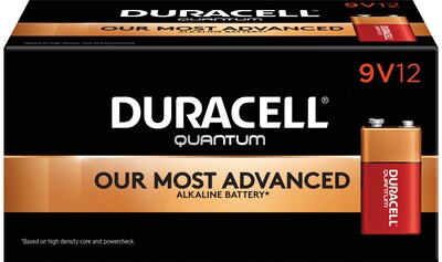Duracell Quantum 9V Alkaline Batteries, 12/Pack