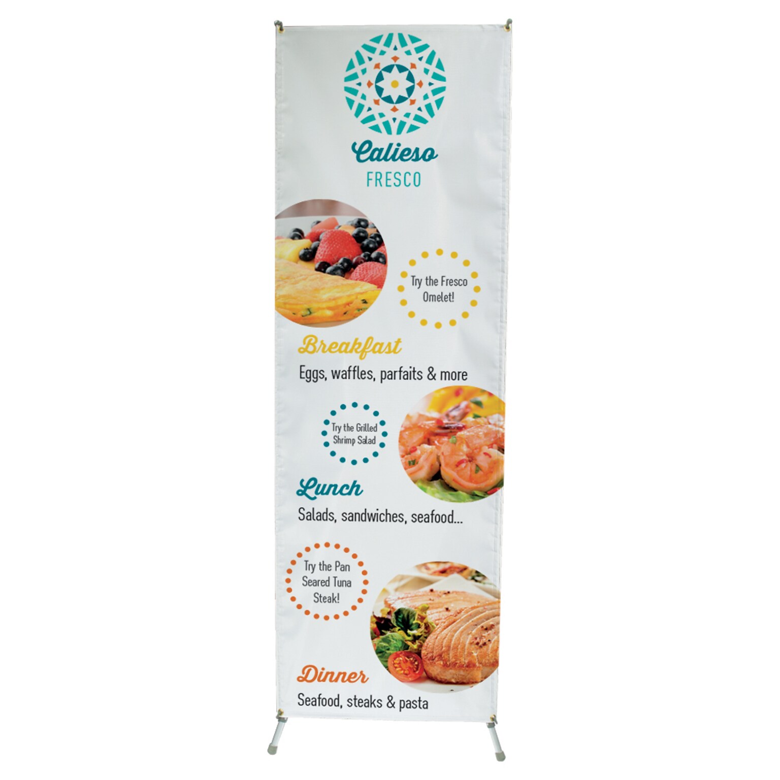 Custom Full Color Vertical Outdoor Banner with X-Stand, 72 x 36, 15 oz. Durable Vinyl