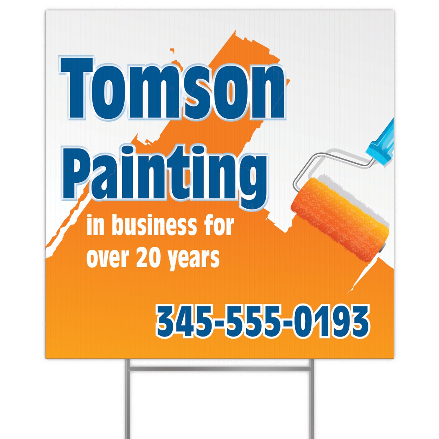 Custom Full Color Plastic Lawn Sign, 24x 24, 4 mm. White Corrugated Plastic, 1-Sided